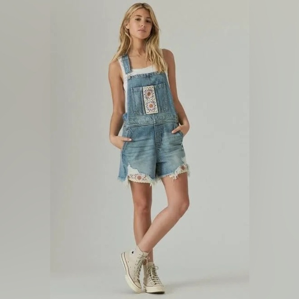 Lucky brand crochet shortalls